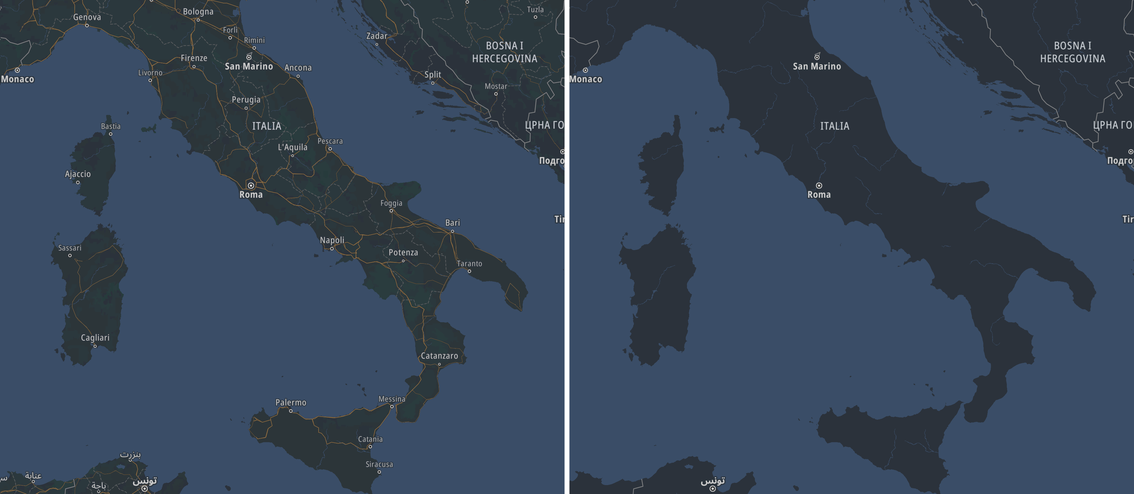 Maps with different visibility