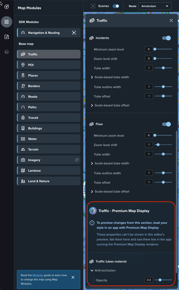 Premium Map Display section inside a module in the Modules tab